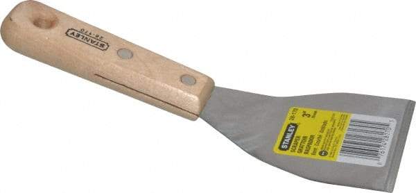 Stanley - Steel Bent Scraper - 3" Blade Width x 4-3/8" Blade Length, 4-7/8" Long Hardwood Handle - Benchmark Tooling