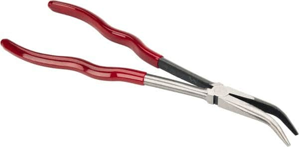 Proto - 11-3/8" OAL, 2-9/16" Jaw Length x 23/32" Jaw Width, Long Nose Bent Nose Pliers - Smooth Jaw, Plastisol Handles - Benchmark Tooling