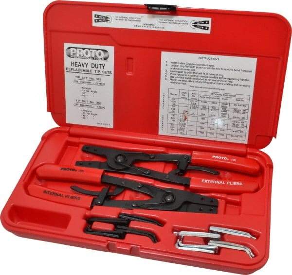 Proto - 18 Piece, Retaining Ring Pliers Set - 9-1/2" OAL - Benchmark Tooling