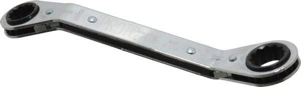 Proto - 5/8" x 3/4" 12 Point Reversible Ratcheting Offset Box Wrench - Double End, 7-3/4" OAL, Steel, 25° Offset - Benchmark Tooling