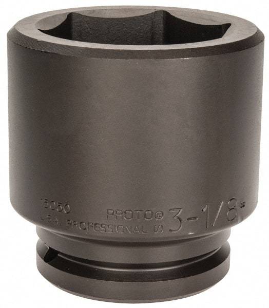 Proto - 1-1/2" Drive 3-1/8" Standard Impact Socket - 6 Points, 4-5/8" OAL - Benchmark Tooling