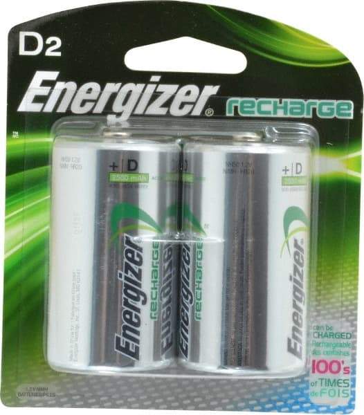 Energizer - Size D, NiMH, 2 Pack, Standard Battery - 1.2 Volts, Button Tab Terminal - Benchmark Tooling