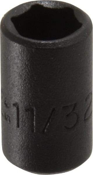 Proto - 1/4" Drive 11/32" Standard Impact Socket - 6 Points, 7/8" OAL - Benchmark Tooling