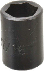 Proto - 1/4" Drive 7/16" Standard Impact Socket - 6 Points, 7/8" OAL - Benchmark Tooling