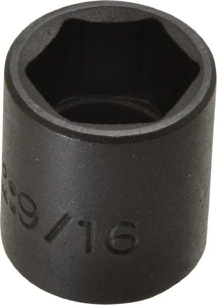 Proto - 1/4" Drive 9/16" Standard Impact Socket - 6 Points, 7/8" OAL - Benchmark Tooling