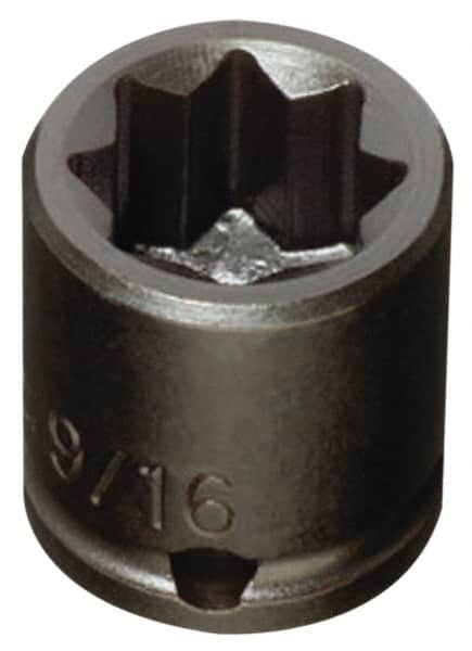 Proto - 3/8" Drive 9/16" Standard Impact Socket - 8 Points, 1" OAL - Benchmark Tooling