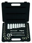 STANLEY® 3/8" Drive 34 Piece Fractional & Metric Socket Set – 12 Point - Benchmark Tooling