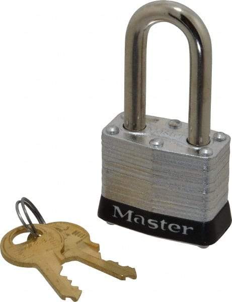 Master Lock - Keyed Alike Retaining Key Conductive Lockout Padlock - 1-1/2" Shackle Clearance, 9/32" Shackle Diam, 1-1/4" Body Height x 1-9/16" Body Width, Black, 4 Pins - Benchmark Tooling