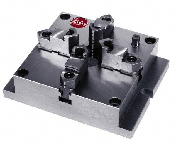 Atlas Workholding - 8" Chuck Diam, 0.2 to 6.38" External Chucking Diam, Low Profile Machining Chuck - 6.85" Bolt Hole Spacing, 2.17" Through Hole, 2.44 to 6.34" Internal Chucking Diam, 9.84" Base Len x 7.87" Base Width x 2.56" Base Height - Benchmark Tooling