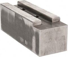 Atlas Workholding - 1.5mm x 60° Serrated Attachment, Square Soft Lathe Chuck Jaw - Steel, 2.362" Btw Mount Hole Ctrs, 7" Long x 2-1/2" Wide x 2-1/2" High, 0.984" Groove, M20mm Fastener - Benchmark Tooling