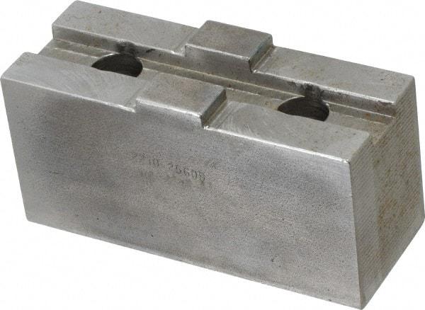 Atlas Workholding - Tongue & Groove Attachment, Square Soft Lathe Chuck Jaw - Steel, 2.12" Btw Mount Hole Ctrs, 3-15/16" Long x 1-1/2" Wide x 1.87" High, 1/2" Groove - Benchmark Tooling