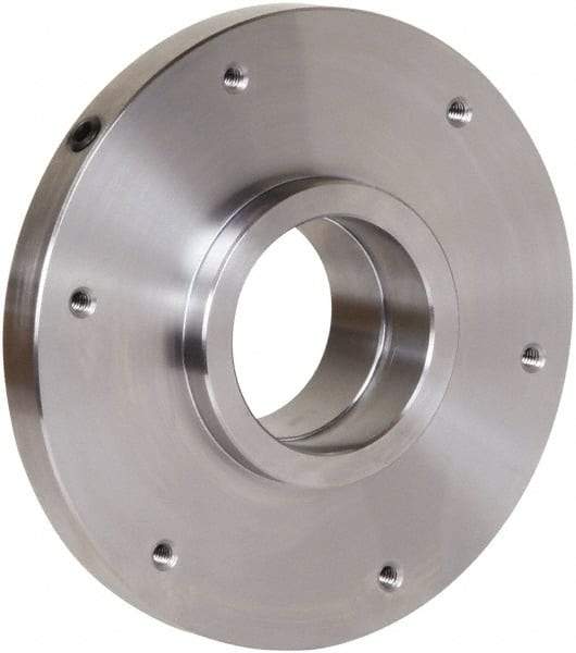 Pratt Burnerd America - Adapter Back Plate for 6" Diam Self Centering Lathe Chucks - 4° Taper Mount, 1.81" Through Hole Diam, Steel - Benchmark Tooling