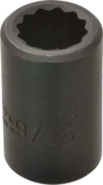 Proto - 1/2" Drive 9/16" Standard Impact Socket - 12 Points, 1-1/2" OAL - Benchmark Tooling