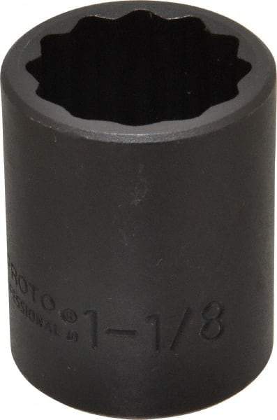 Proto - 1/2" Drive 1-1/8" Standard Impact Socket - 12 Points, 2" OAL - Benchmark Tooling