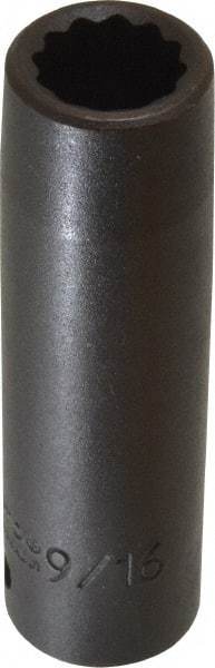 Proto - 1/2" Drive 9/16" Deep Impact Socket - 12 Points, 3-1/4" OAL - Benchmark Tooling