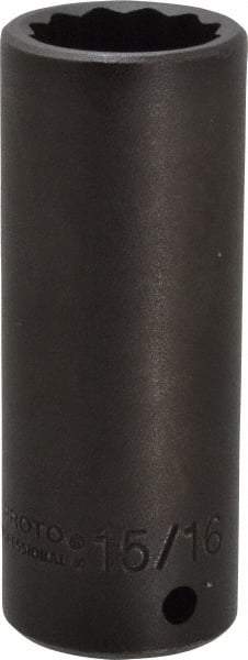 Proto - 1/2" Drive 15/16" Deep Impact Socket - 12 Points, 3-1/2" OAL - Benchmark Tooling