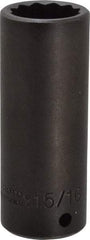 Proto - 1/2" Drive 15/16" Deep Impact Socket - 12 Points, 3-1/2" OAL - Benchmark Tooling