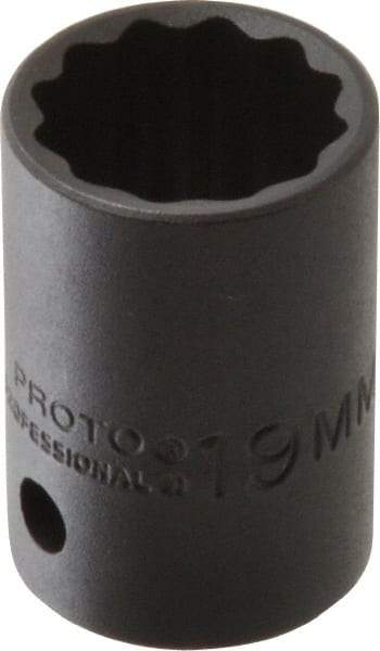 Proto - 1/2" Drive 19mm Standard Impact Socket - 12 Points, 1-1/2" OAL - Benchmark Tooling