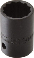 Proto - 1/2" Drive 19mm Standard Impact Socket - 12 Points, 1-1/2" OAL - Benchmark Tooling