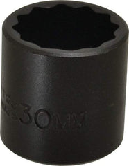 Proto - 1/2" Drive 30mm Standard Impact Socket - 12 Points, 2" OAL - Benchmark Tooling