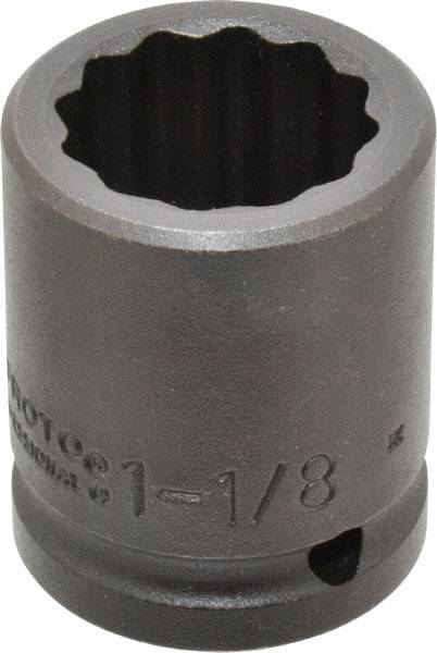 Proto - 3/4" Drive 1-1/8" Standard Impact Socket - 12 Points, 2-3/16" OAL - Benchmark Tooling