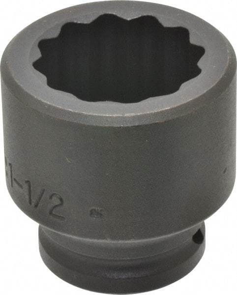 Proto - 3/4" Drive 1-1/2" Standard Impact Socket - 12 Points, 2-3/8" OAL - Benchmark Tooling