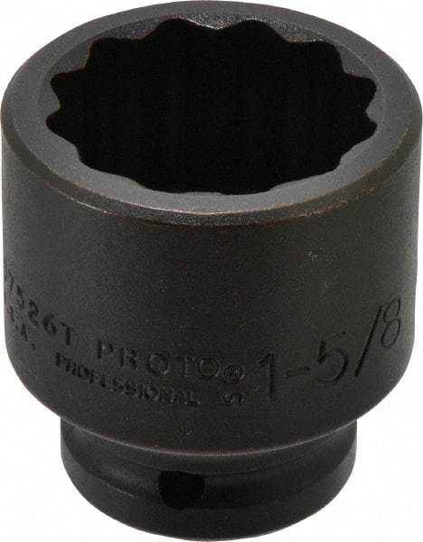 Proto - 3/4" Drive 1-5/8" Standard Impact Socket - 12 Points, 2-7/16" OAL - Benchmark Tooling