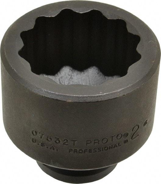Proto - 3/4" Drive 2" Standard Impact Socket - 12 Points, 2-13/16" OAL - Benchmark Tooling