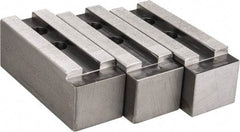 H & R Manufacturing - 1.5mm x 60° Serrated Attachment, Square Soft Lathe Chuck Jaw - 3 Jaws, Steel, 1.69" Btw Mount Hole Ctrs, 6-1/2" Long x 2-1/2" Wide x 2-1/2" High, 0.866" Groove, 20mm Fastener - Benchmark Tooling