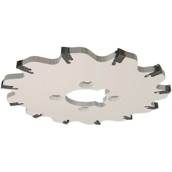 Iscar - Arbor Hole Connection, 0.139" Cutting Width, 0.217" Depth of Cut, 32mm Cutter Diam, 8mm Hole Diam, 4 Tooth Indexable Slotting Cutter - SGSA Toolholder, GSAN 3 Insert, Right Hand Cutting Direction - Benchmark Tooling