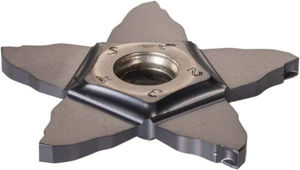 Iscar - PENTA C IC908 Grade, 0.0874" Cutting Width, Carbide Cutoff Insert - 0° Neutral Lead Angle, 0.006" Cnr Rad, TiAlN Coated, Other End - Benchmark Tooling