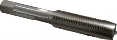 Hertel - 1/2-20 UNF 4 Flute Bright Finish High Speed Steel Straight Flute Standard Hand Tap - Plug, Right Hand Thread, 3-3/8" OAL, 1-21/32" Thread Length, H11 Limit, 0.005" Oversize - Exact Industrial Supply