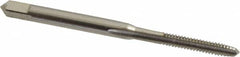Hertel - #4-40 UNC 3 Flute Bright Finish High Speed Steel Straight Flute Standard Hand Tap - Plug, Right Hand Thread, 1-7/8" OAL, 9/16" Thread Length, H7 Limit, 0.003" Oversize - Exact Industrial Supply