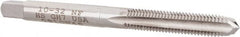 Hertel - #10-32 UNF 4 Flute Bright Finish High Speed Steel Straight Flute Standard Hand Tap - Plug, Right Hand Thread, 2-3/8" OAL, 7/8" Thread Length, H7 Limit, 0.003" Oversize - Exact Industrial Supply