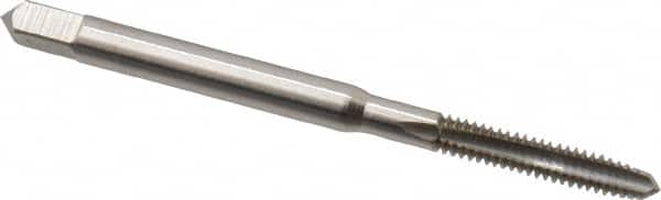 Hertel - #4-40 UNC 3 Flute Bright Finish High Speed Steel Straight Flute Standard Hand Tap - Plug, Right Hand Thread, 1-7/8" OAL, 9/16" Thread Length, H3 Limit, Oversize - Exact Industrial Supply