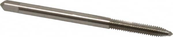 Hertel - #6-40 UNF, 2 Flute, Bright Finish, High Speed Steel Spiral Point Tap - Plug Chamfer, Right Hand Thread, 2" OAL, 11/16" Thread Length, 0.141" Shank Diam - Exact Industrial Supply