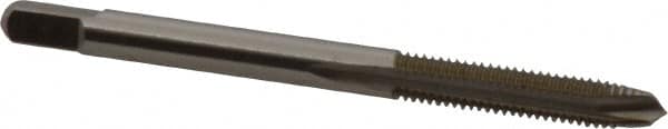 Hertel - #8-36 UNF, 2 Flute, Bright Finish, High Speed Steel Spiral Point Tap - Plug Chamfer, Right Hand Thread, 2-1/8" OAL, 3/4" Thread Length - Exact Industrial Supply