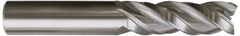 Kennametal - 1/2" Diam, 1-1/4" LOC, 3 Flute Solid Carbide Roughing & Finishing Square End Mill - Uncoated, 3" OAL, 1/2" Shank Diam, Straight Shank, 38° Helix, Centercutting, Regular Length - Benchmark Tooling