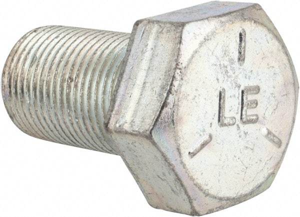 Made in North America - 7/8-14 UNF, 1-1/2" Length Under Head Hex Head Cap Screw - Fully Threaded, Grade 5 Steel, Zinc-Plated Finish, 1-5/16" Hex - Benchmark Tooling