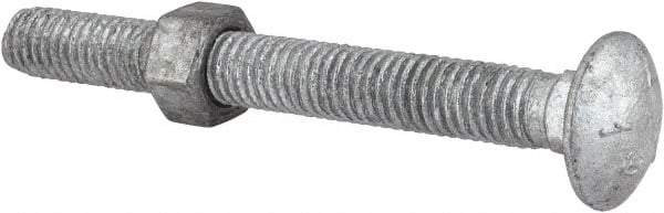 Value Collection - 3/8-16 UNC 3-1/2" Length Under Head, Standard Square Neck, Carriage Bolt - Grade 5 Steel, Galvanized Zinc-Plated Finish - Benchmark Tooling