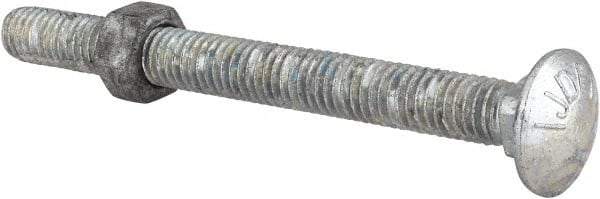 Value Collection - 3/8-16 UNC 4" Length Under Head, Standard Square Neck, Carriage Bolt - Grade 5 Steel, Galvanized Zinc-Plated Finish - Benchmark Tooling