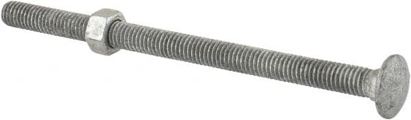 Value Collection - 3/8-16 UNC 6" Length Under Head, Standard Square Neck, Carriage Bolt - Grade 5 Steel, Galvanized Zinc-Plated Finish - Benchmark Tooling