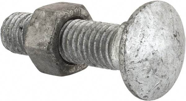 Value Collection - 1/2-13 UNC 2" Length Under Head, Standard Square Neck, Carriage Bolt - Grade 5 Steel, Galvanized Zinc-Plated Finish - Benchmark Tooling