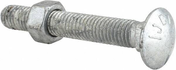 Value Collection - 1/2-13 UNC 3-1/2" Length Under Head, Standard Square Neck, Carriage Bolt - Grade 5 Steel, Galvanized Zinc-Plated Finish - Benchmark Tooling