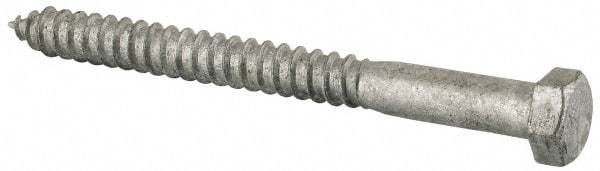 Value Collection - 1/2" Screw, 5-1/2" Length Under Head, Steel, Hex Head Lag Screw - Hot Dipped Galvanized, Grade 2 - Benchmark Tooling