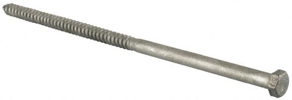 Value Collection - 1/2" Screw, 12" Length Under Head, Steel, Hex Head Lag Screw - Hot Dipped Galvanized, Grade 2 - Benchmark Tooling