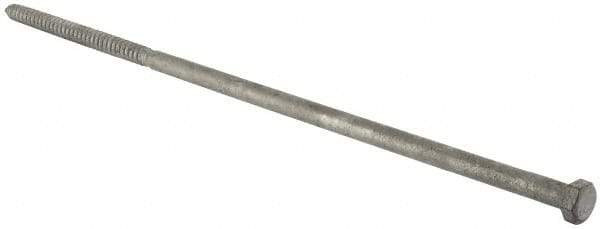 Value Collection - 1/2" Screw, 18" Length Under Head, Steel, Hex Head Lag Screw - Hot Dipped Galvanized, Grade 2 - Benchmark Tooling