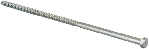 Value Collection - 3/8" Screw, 12" Length Under Head, Steel, Hex Head Lag Screw - Zinc Plated, Grade 2 - Benchmark Tooling