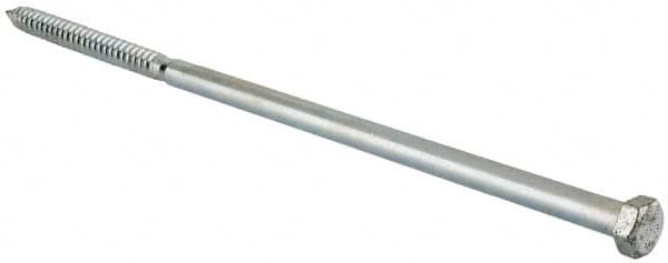 Value Collection - 5/8" Screw, 18" Length Under Head, Steel, Hex Head Lag Screw - Zinc Plated, Grade 2 - Benchmark Tooling