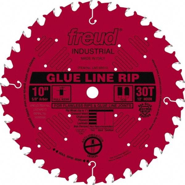 Freud - 10" Diam, 5/8" Arbor Hole Diam, 30 Tooth Wet & Dry Cut Saw Blade - Carbide-Tipped, Standard Round Arbor - Benchmark Tooling